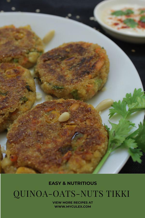 quinoa oats nut tikki pin