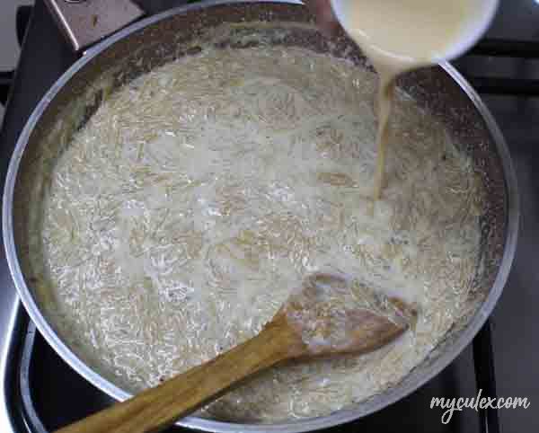  Seviyan Kheer Pour evaporated milk and simmer for a minute.