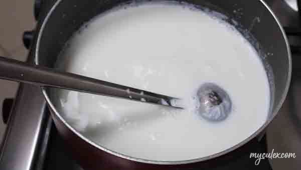 Heat milk on medium flame