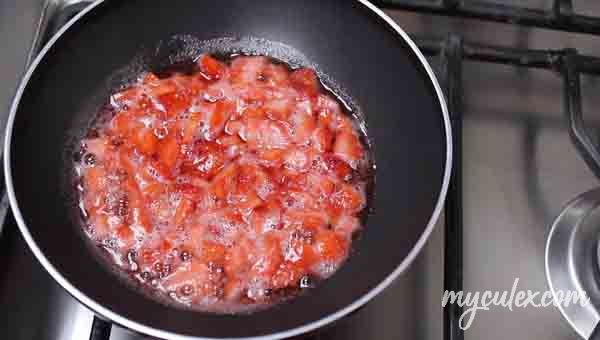 10. Let it simmer till strawberries are soft.