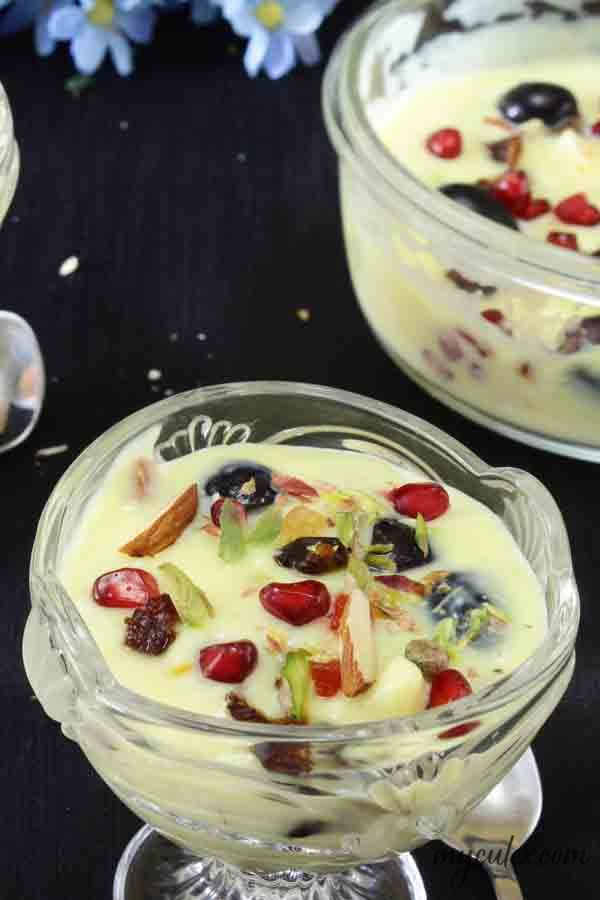 Fruit Custard with Dates & Nuts | How to make Fruit Custard |Easy Fruit Custard recipe