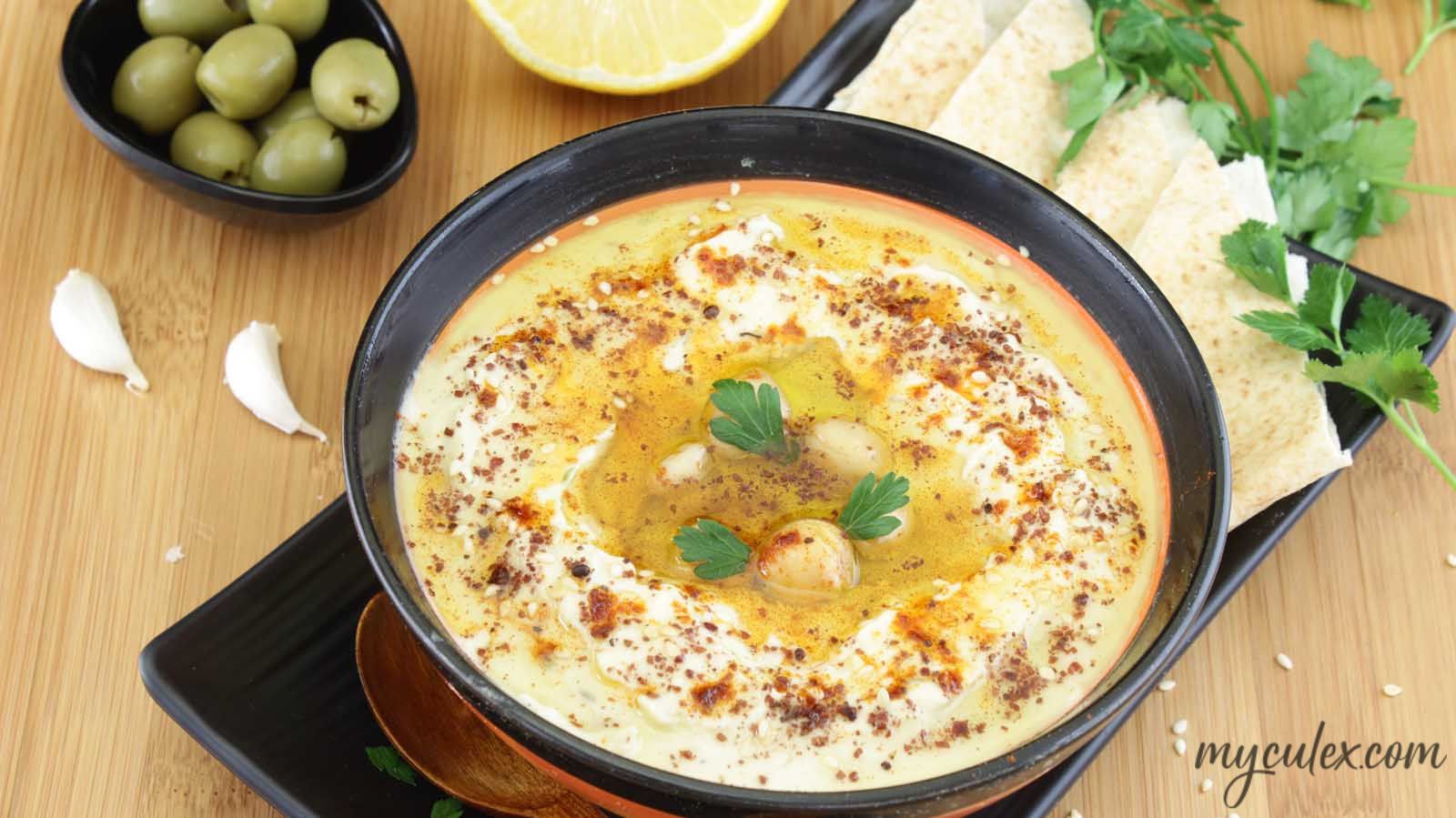 Easy Garlic Hummus with Tahini • My Culinary Expressions