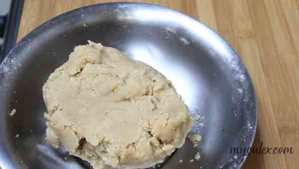 7. Dough for Mithi maani is ready.