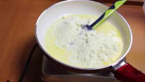2. Melt butter. Add milk & milk powder.