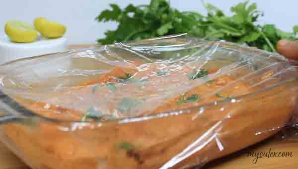 Cling wrap and keep in fridge