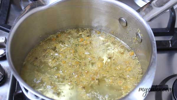 Chamomile tea boiling