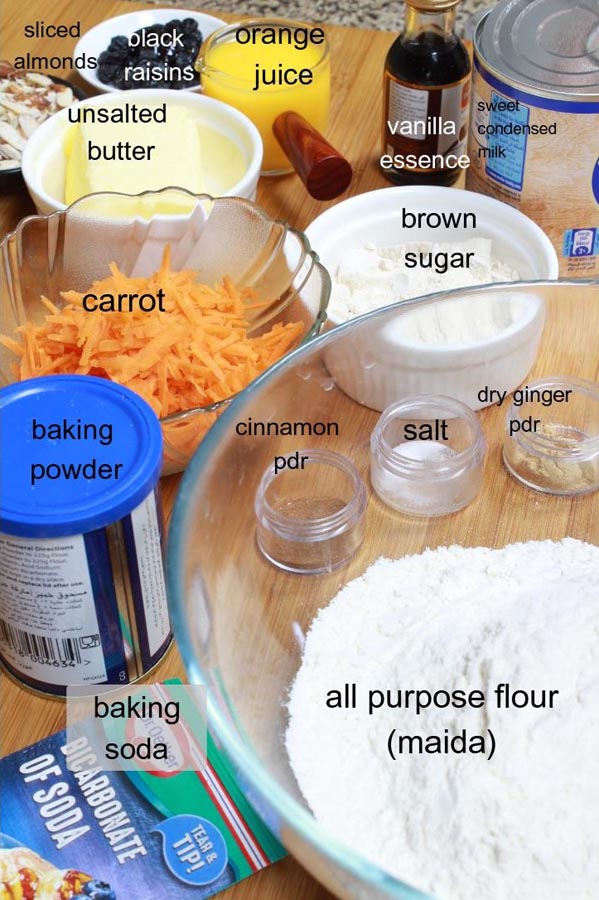 carrot orange loaf cake ingredients