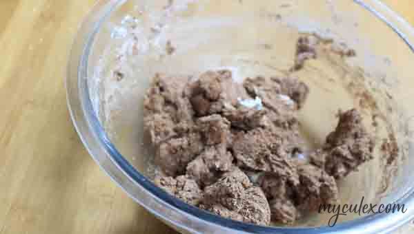 11. Mix to form chocolate dough.