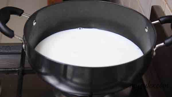 3. Boil full fat milk.