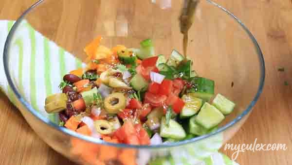 5. Red Kidney Beans Protein Salad. Add dressing to the salad