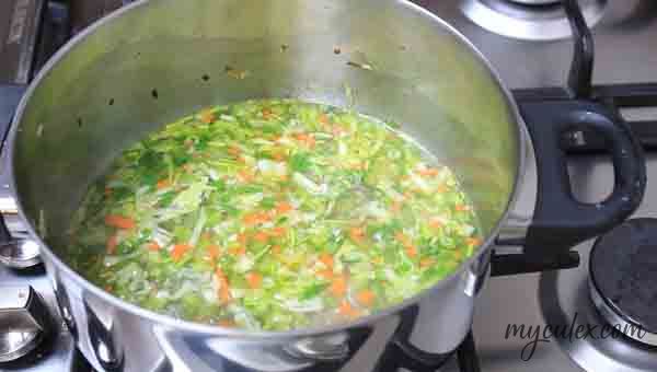 8. Let soup simmer on low flame for a minute.