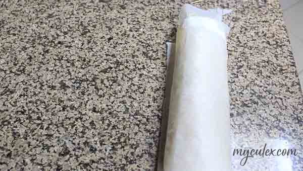 16. Wrap the roll with a baking paper and refrigerate for at least an hour.