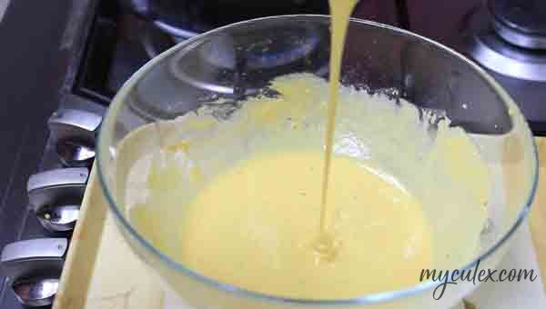 6. Batter should be of thick pouring consistency.