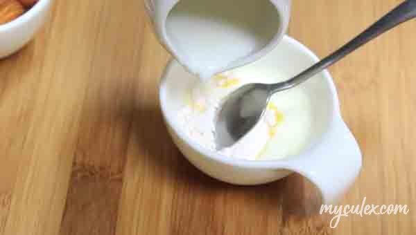 4. Dissolve custard powder in milk