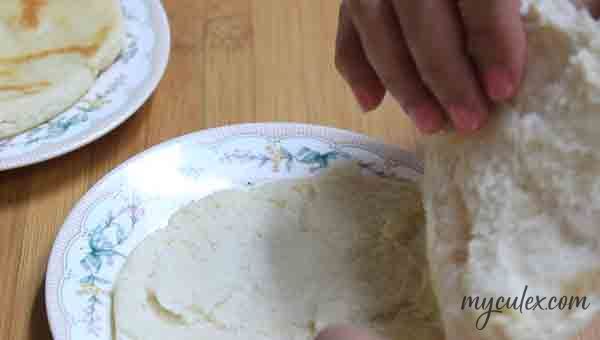 6. Open up each pita bread with a knife