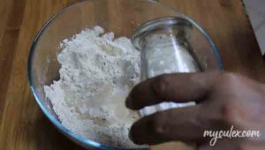 11. Mix and add water to make dough.