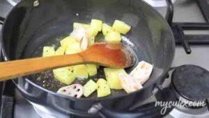 1. Saute potato bhee.