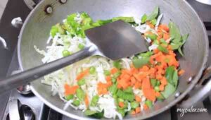 2. Add cabbage along other veggies. Sauté
