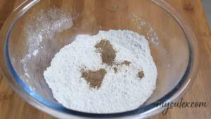 1. Sift flour. Add ginger spice mix.