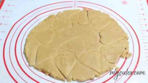 8. Cut out heart shape cookies.