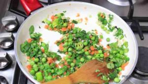 4. Saute Veggies and green chili. 4