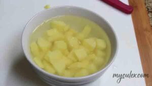 8. Cut potato in cubes.