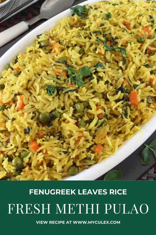 Fresh Methi Pulao | Fenugreek Leaves Rice | Methi Rice • My Culinary ...