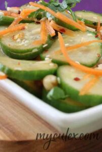 cucumber carrot salad close up