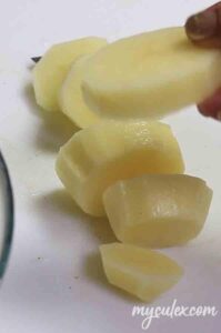 Potato roundels for Aloo Tuk.