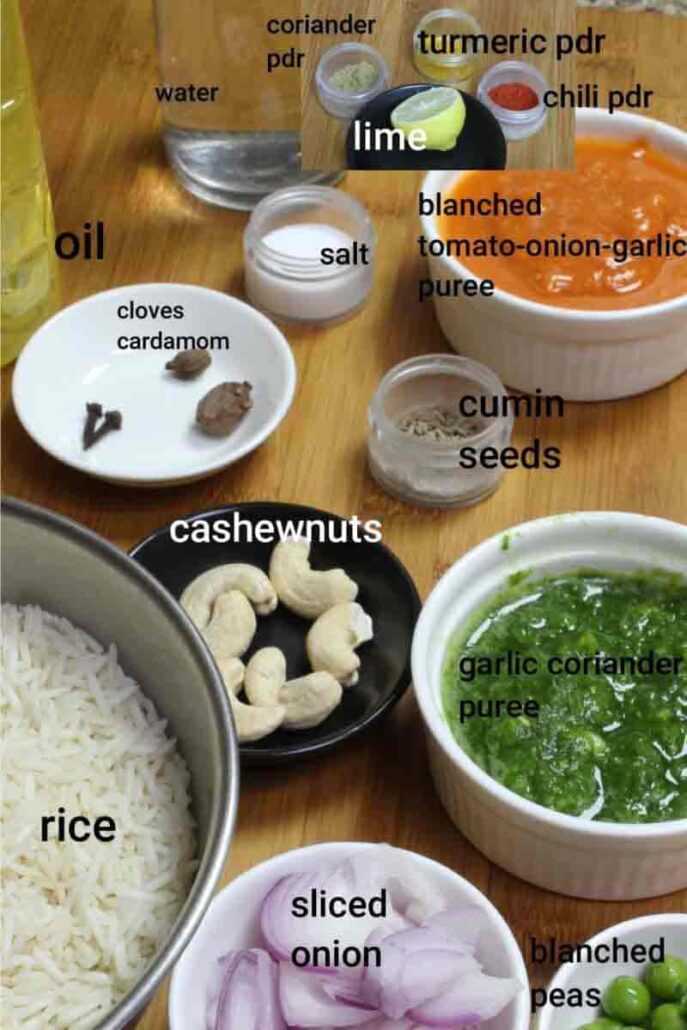 tiranga pulao ingredients